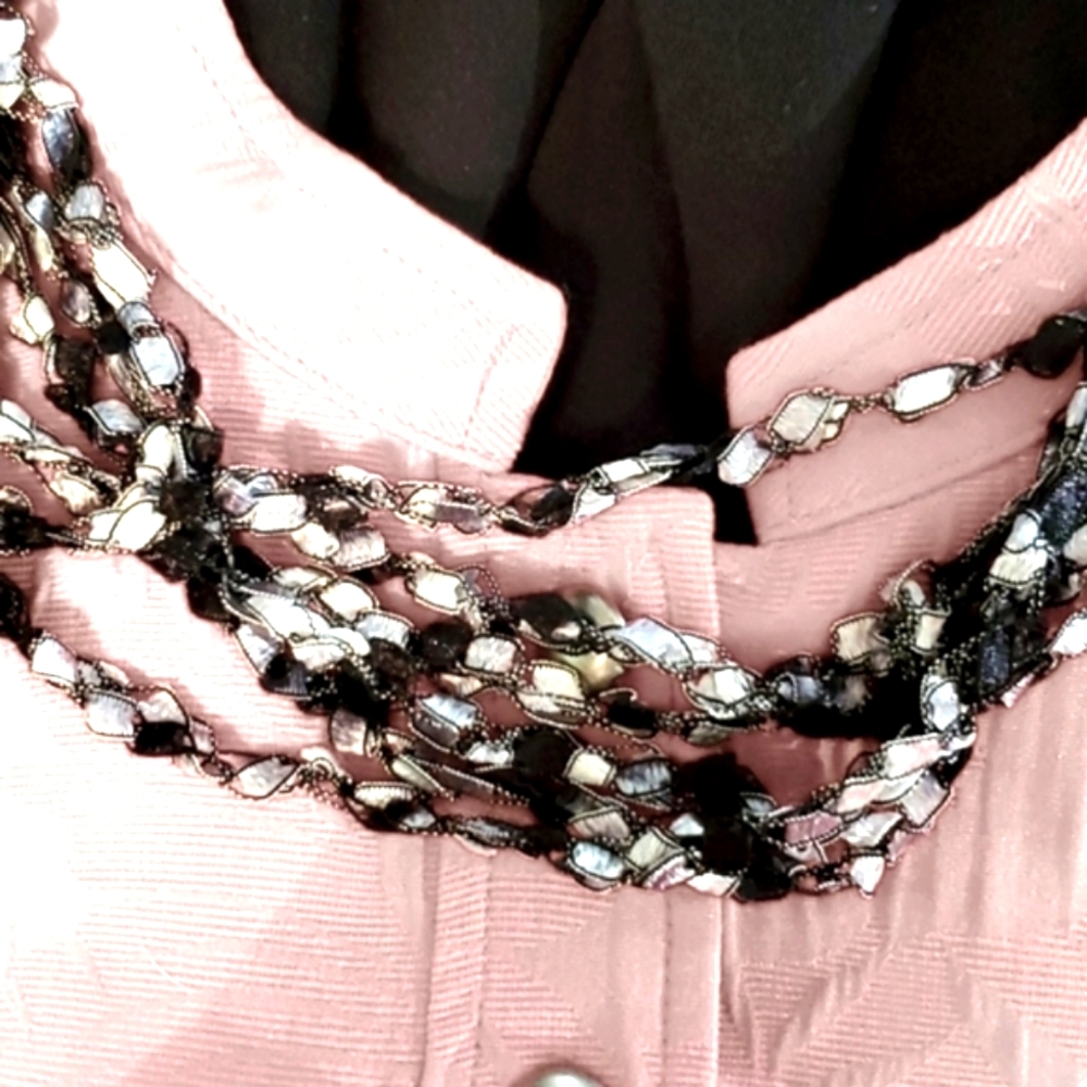 22" Black & Silver Lace Fabric Necklace